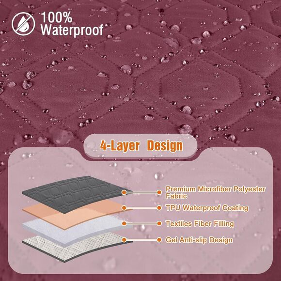 VANSOFY Waterproof Recliner Couch Covers  Washable Reclining Sofa Cover 3-Seater - Picture 4 of 9